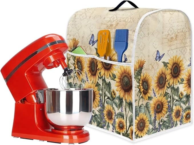 Sunflower Mixer Cover for Kitchen Aid 4.5-5 Qt Mixer, Yellow Small Appliance Dust Covers Universal for Air Fryers, Coffee Makers, Kitchen Decor Gift for Friends