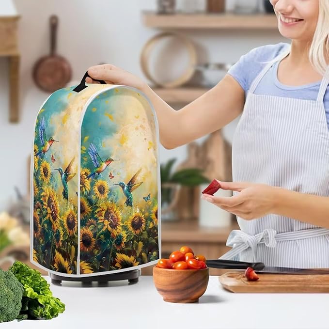 Blender Covers for Kitchen, Stand Mixer or Coffee Maker Appliance Dust Covers with Handle for Home Kitchen Decor, Sunflower Birds Print