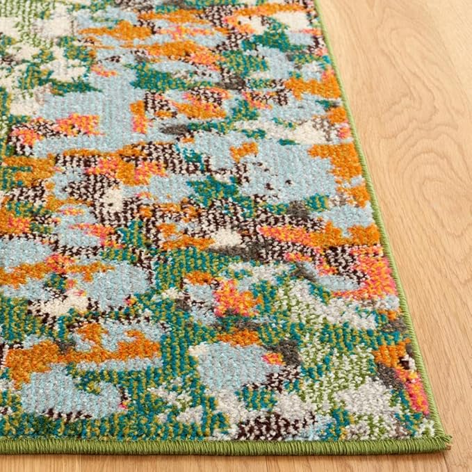 SAFAVIEH Monaco Collection Area Rug - 9' x 12', Sage & Rust, Contemporary Design, Slip Resistant & Stain Resistant, Ideal for High Traffic Areas in Living Room, Bedroom & Dining Room (MNC225W-9)