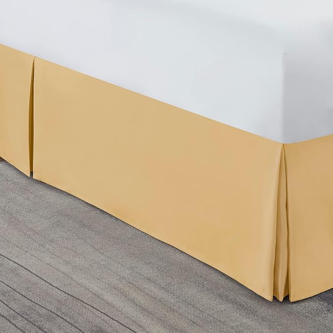 Nestl Gold Bed Skirt King Size - King Bed Skirt 14 Inch Drop - Brushed Microfiber Bed Skirts - Hotel Quality Pleated Bed Skirt - Shrinkage & Fade Resistant