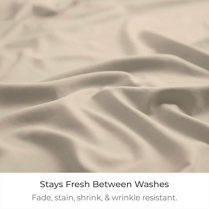 Mellanni Bed Skirt King Size - Bed Skirting - 15-Inch Tailored Drop Pleated Dust Ruffle - Hotel Luxury Bedding - Wrinkle, Fade, Stain Resistant - 1 Bedskirt (King, Beige)