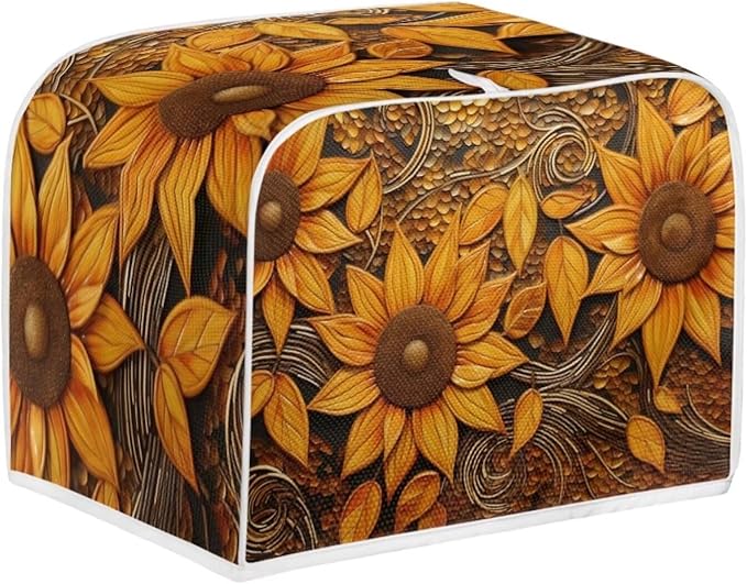 Vintage Sunflowers Printed Toaster Cover, Universal 2 Slice Oven Cover Appliance Cover Toaster, Dustproof Protector Broiler Organizer Bag, Small Kitchen Appliance, BAX-P58-7-AA6-2
