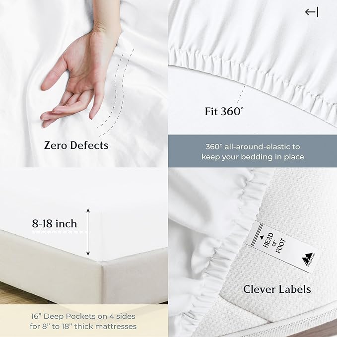 Mayfair Linen 100% Egyptian Cotton 2 Pack Twin Sheet Set - 500 Thread Count Cotton Sheets Twin Size (6 PC, Dark Grey), Extra Soft, Cooling, Sateen Weave, 16" Deep Pocket College Dorm Room Bed Sheet