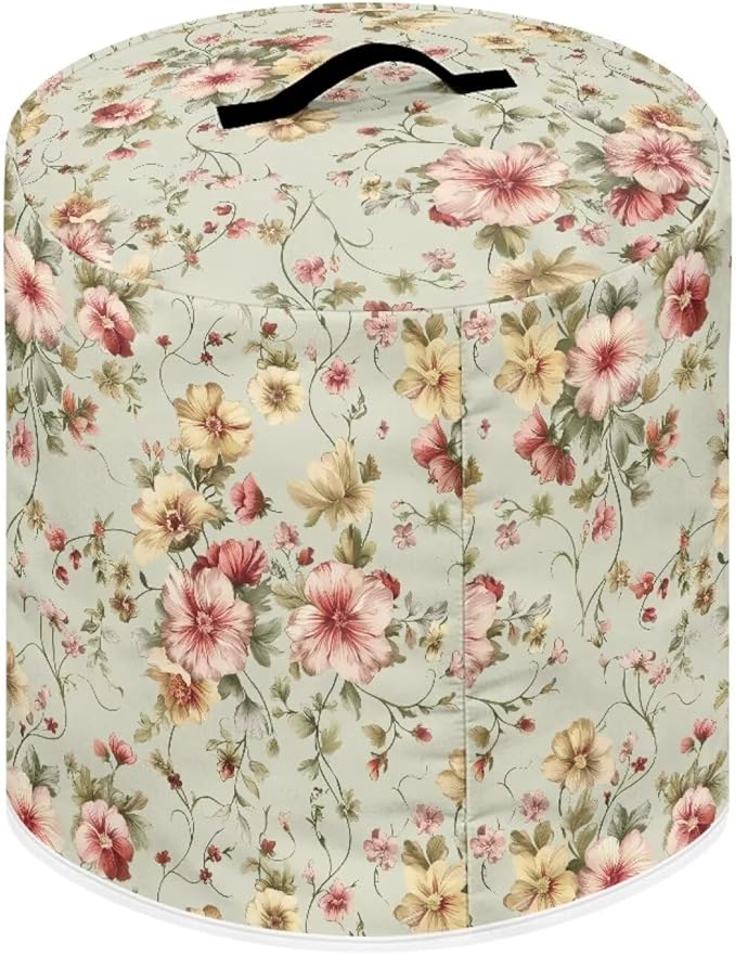 Floral Air Fryer Cover Washable Dust Cover for Kitchen Appliance Accessories for 6 Quart Pressure Cooker Air Fryer Rice Cooker Dust Protection with Storage Pockets