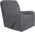 Easy-Going Recliner Stretch Sofa Slipcover Sofa Cover 4-Pieces Furniture Protector Couch Soft with Elastic Bottom Kids Spandex Jacquard Fabric Small Checks(Large,Gray)