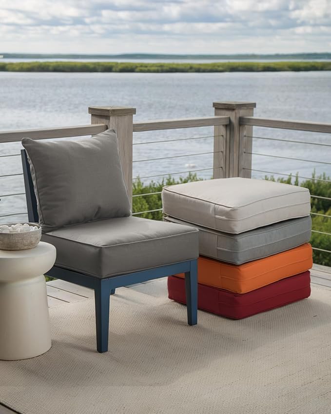 Luxury 24x24x6 Inch Outdoor Deep Seat Cushions Set of 6 - Comfortable Patio Zipper Chair Cushion for Outside Sets Wicker Dining Rocking Swivel Chairs Loveseat Couch Sectional Sofa - Grey
