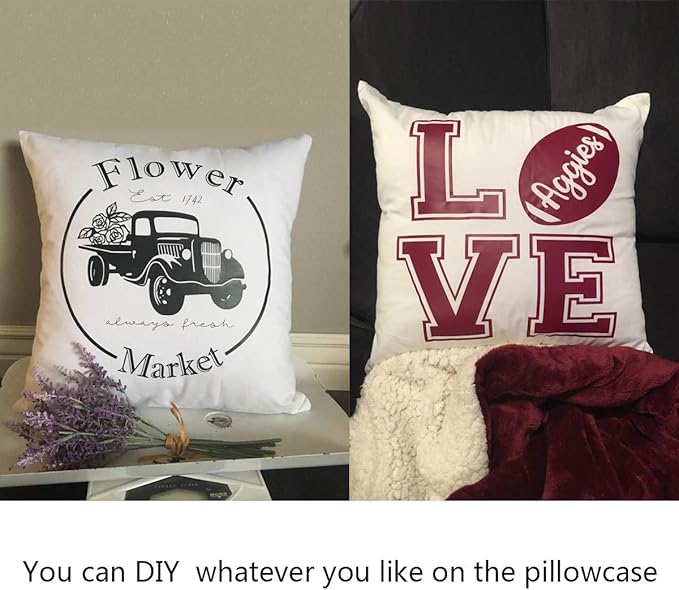 Thmyo 4-Pack 100% Cotton Comfortable Solid Decorative Throw Pillow Case Square Cushion Cover Pillowcase Sublimation Blank Pillow Covers Christmas DIY Throw Pillowcase for Sofa(26x26inch/66x66cm,White)