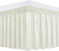 Biscaynebay Wrap Around Bed Skirts for Queen Beds 14" Drop, Ivory Adjustable Elastic Dust Ruffles Easy Fit Wrinkle & Fade Resistant Silky Luxurious Fabric Solid Machine Washable