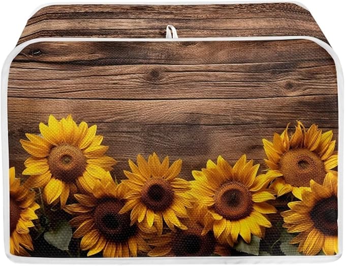 Sunflower 2 Slice Wide Slot Appliance Cover - Universal Bread Maker & Toaster Accessory, Washable