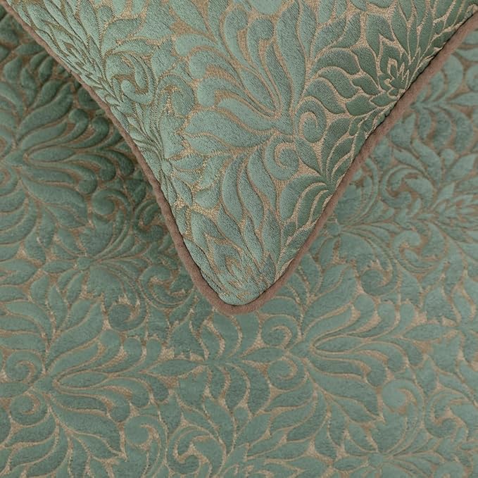 The HomeCentric King/Queen/Twin Blue & Beige Designer Twin 53"x18" Bed Runner with Pillow Cover, Damask Bed Scarf on Jacquard Fabric - Arabella