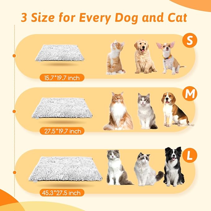 Nobleza Self Warming Cat Bed, Super Soft Thermal Dog Crate Bed Mat for Sleeping, Washable Anti-Slip Self Heating Pet Kennel Pad for Small Medium Cats Dogs Indoor Outdoor (White&Grey, S)