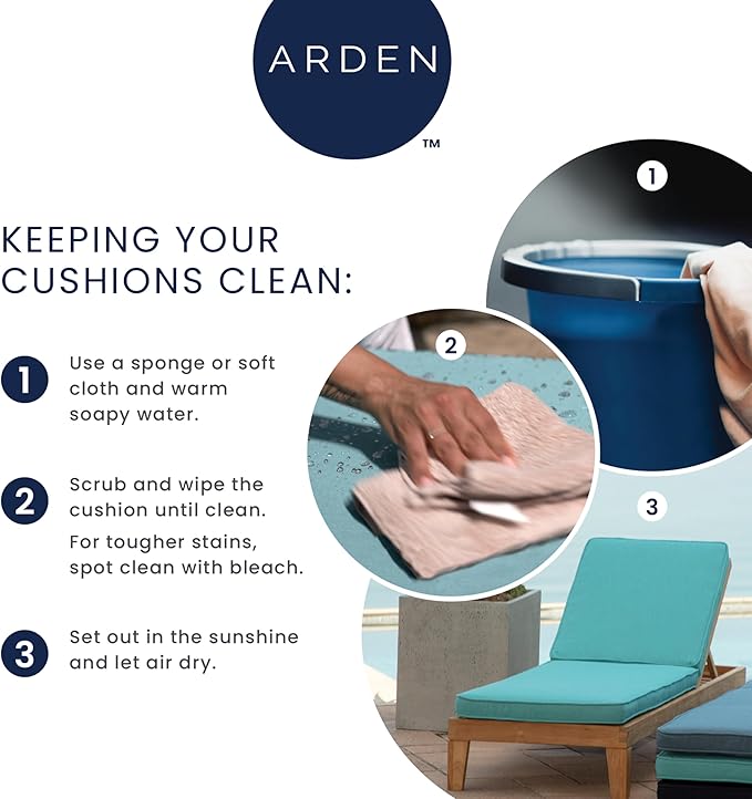 Arden Outdoor Dining Chair Cushion, 20 in x 20 in, Patio Cushion for Patio, Dining, or Rocking Chairs, Aqua Blue Fusion Floral
