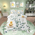 Erosebridal Kids Cute Animal Toddler Bedding Sets for Girls Boys Cartoon Duck Comforter Set, Spring Eucalyptus Bedding Comforter Sets Watercolor Leaves Duvet Insert, Kawaii Farm Animal Down Comforter