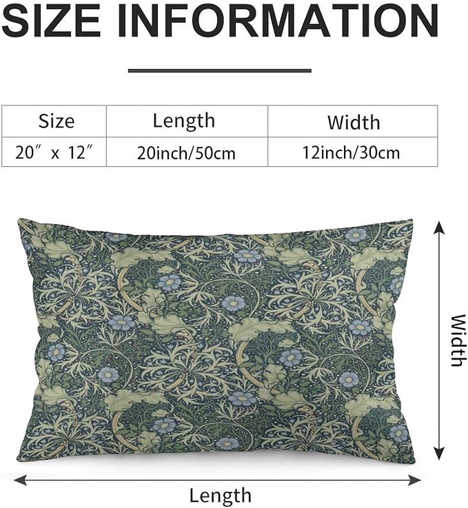 Vintage Victorian Classic Floral William Morris Throw Pillow Covers 12x20 Inch Aesthetic Pillow Velvet Decorative Pillowcase Home Decor Living Room Cushion Case for Bed Sofa Couch