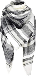 American Trends Women's Cozy Warm Winter Fall Blanket Scarf Stylish Soft Chunky Checked Giant Scarves Shawls