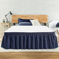 King Bed Skirt, Elastic Wrap Around Bed Skirt King Size, Bed Skirts for Adjustable Bed, Easy Fit with 18" Drop Length Tailored Drop Dust Ruffle (Navy)