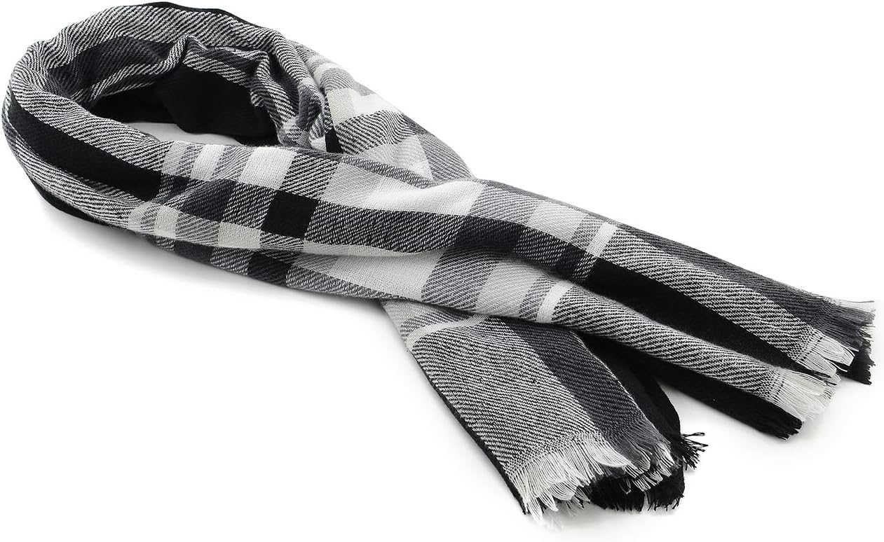 American Trends Women's Cozy Warm Winter Fall Blanket Scarf Stylish Soft Chunky Checked Giant Scarves Shawls
