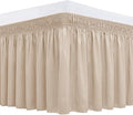 Biscaynebay Wrap Around Bed Skirts with Adjustable Belts for Twin & Twin XL Beds 15" Drop, Sand Elastic Dust Ruffles Easy Fit Wrinkle Resistant Silky Luxurious Fabric Machine Washable