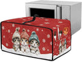 Toaster Oven Cover Dustproof Protective Countertop Convection Oven Cover with Side Pockets for Christmas Holiday Decorations, M, 16.5 x 20.5 x 10 Inches, Cat Snowflake Red