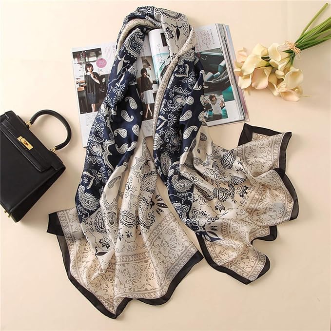 Fashion Scarves Scarf 100% Silk Feeling Scarf Silk Like Scarves Long Lightweight Sunscreen Shawls for Women