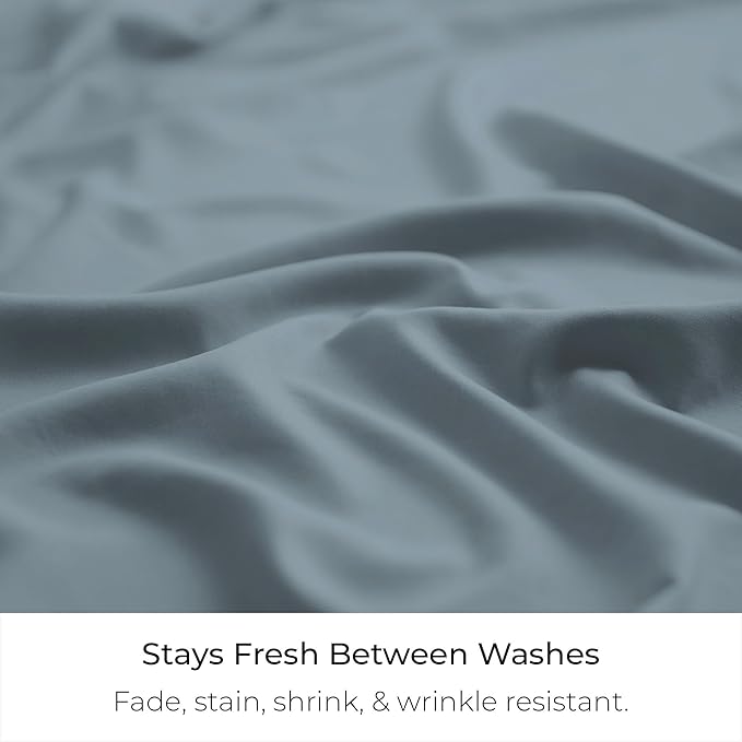 Mellanni Bed Skirt Cal King Size- Bed Skirting - 15-Inch Tailored Drop Pleated Dust Ruffle - Hotel Luxury Bedding - Wrinkle, Fade, Stain Resistant - 1 Bedskirt (Cal King, Blue Hydrangea)
