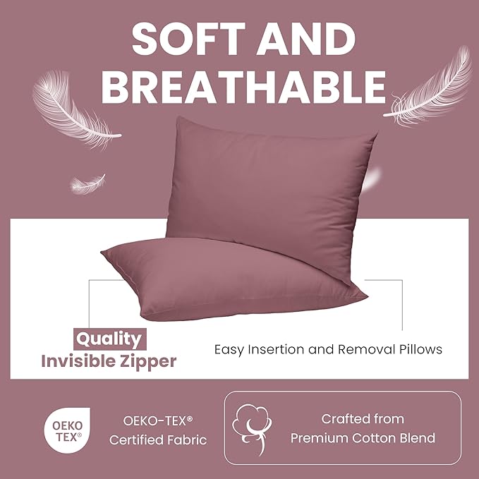 Haven & Glow Decorative Throw Pillow Cover – Rectangular Cushion Case with Zipper | Modern Sofa, Couch & Bed Accent Pillow Covers for Living Room, Bedroom & Home Decor | 20 x 12 Inch – Violet – 2 Pack
