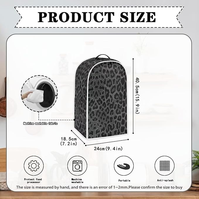 Talayituse Black Leopard Print Blender Dust Cover, Fingerprint Protection Cover for Stand Mixer or Coffee Machine, Home Kitchen Appliance Cover for Stain Dust Resistant Supplies