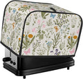 Vintage Flower Wild Herb Floral 2 Slice Toaster Cover, Waterproof Toaster Dust Cover Bread Maker Protective For Small Kitchen Appliance Dining Room Home Table Decor Gifts