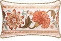 Rectangle Throw Pillow Cover,Orange Floral Farmhouse with Wild Flowers Pattern Cozy Velvet Pillowcases,Decor Lumbar Pillows Cushion Covers for Couch Sofa Bed Car Chair,12"x20"