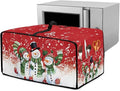 Christmas Convection Toaster Oven Cover with Pockets, Holiday Decor Smart Microwave Baking Oven Dust Cover for Countertop, L, 18.5 x 22.5 x 13 Inches, Snowman Musical Note Red
