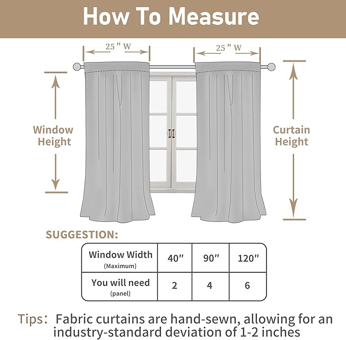 LAMIT Semi Sheer Cream Linen Curtains 36 Inch Length 2 Panels, Light Filtering Panels Back Tab and Rod Pocket Neutral Drapes for Bathroom/Kitchen/Loft Room, 25 x 36 Inch