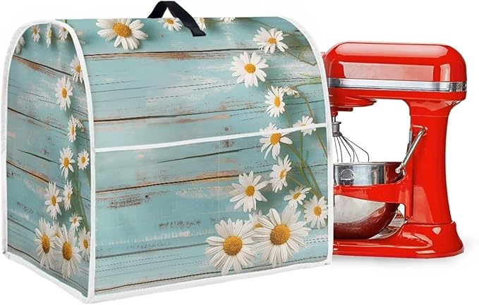 Daisy Stand Mixer Cover Teal Wood Kitchen Appliance Cover for 4.5-5 Quart Mixers Washable Food Processor Protective Covers Kitchen Mixers Accessories