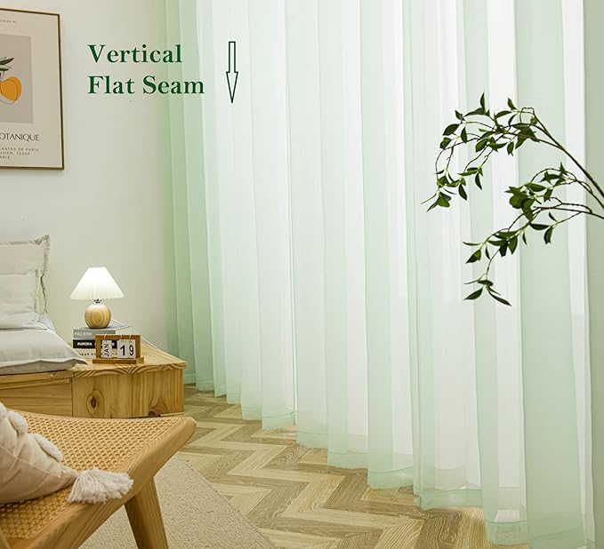 PI Green Sheer Curtains 84 Inches Long,Grommet Top Transparent Voile Sheer Draperies for Nursey/Kindergarten 2 Panels (W52 X L84, Mint Green)