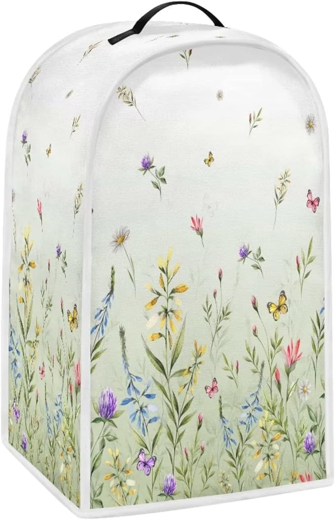 Butterfly Floral Print Blender Cover Dust Proof Washable Small Appliance Cover, Durable Foldable Dust Cover Kitchen Decorations for Blender Food Processor juicer