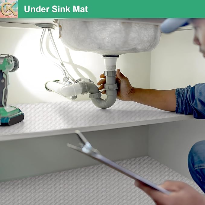 Self-Adhesive Shelf Liner Kitchen Liner, Waterproof Backed Paper Easy Peel and Stick Contact Liner Without Residue for Decor Your Desk Surface, Kitchen Countertops (White, 17.5 x 236.2 inches)