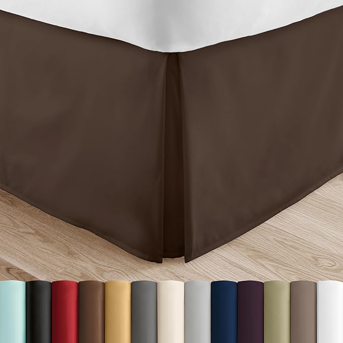 Linen Market Bed Skirt - Ultra Soft Microfiber - Easy Fit with 14 Inch Tailored Drop - Hotel Quality, Shrinkage & Fade Resistant - Bed Cover - Twin Bed Skirts - Bedroom Décor - (Twin, Chocolate)