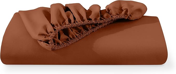 Bare Home Fitted Bottom Sheet Twin Extra Long Size - Premium 1800 Microfiber - Ultra-Soft Hotel Luxury - Deep Pocket - Durable and Long Lasting (Twin XL, Terracotta)