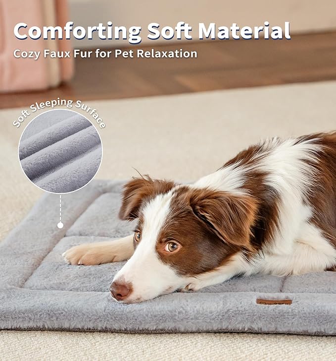 MADE 4 PETS Dog Crate Pad Bed for Small Dogs, Washable & Reversible, Anti-Slip Kennel Mat for Cozy Sleeping, Soft Fluffy Dog Bed for Indoor & Outdoor Use, 24"x18", Gray