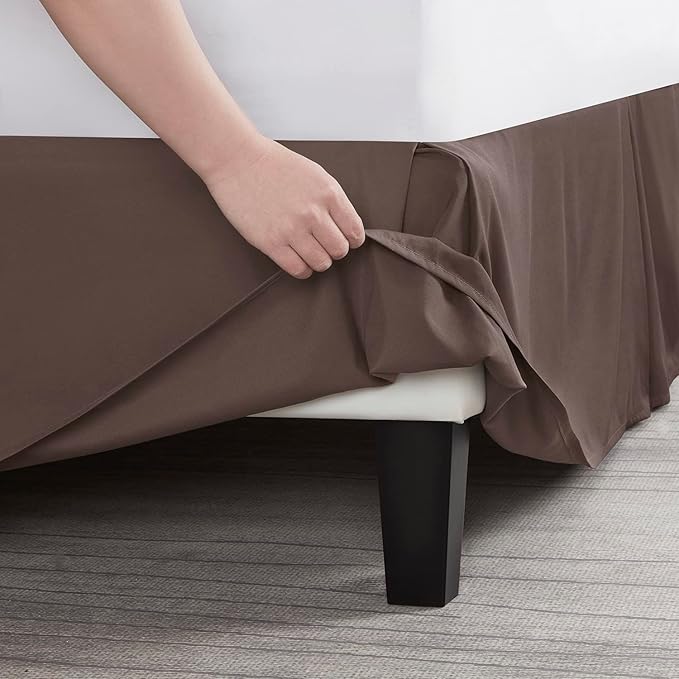Nestl Dark Brown Twin XL Bed Skirt - Twin XL Size Bed Skirt 14 Inch Drop - Brushed Microfiber Bed Skirts - Hotel Quality Pleated Bed Skirt - Shrinkage & Fade Resistant