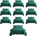IR Imperial Rooms 10 Pack Twin Quilt Bedding Set (68" x 86") - Bulk Wholesale for Hotels, Guest Bedroom & Airbnbs - Lightweight Microfiber Reversible Floral Embossed Quilts Bedspreads (Emerald)