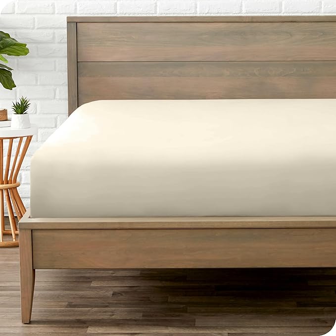 Bare Home Fitted Bottom Sheet Split Head Flex King Size - Premium 1800 Microfiber - Ultra-Soft Hotel Luxury - Deep Pocket - Durable - Long Lasting (Split Head Flex King, Sand)