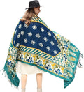 DANA XU 100% Merino Wool Pashmina Shawl for Women 96"x43", Oversized Cashmere Wrap with Tassels, Floral Travel Blanket Cape