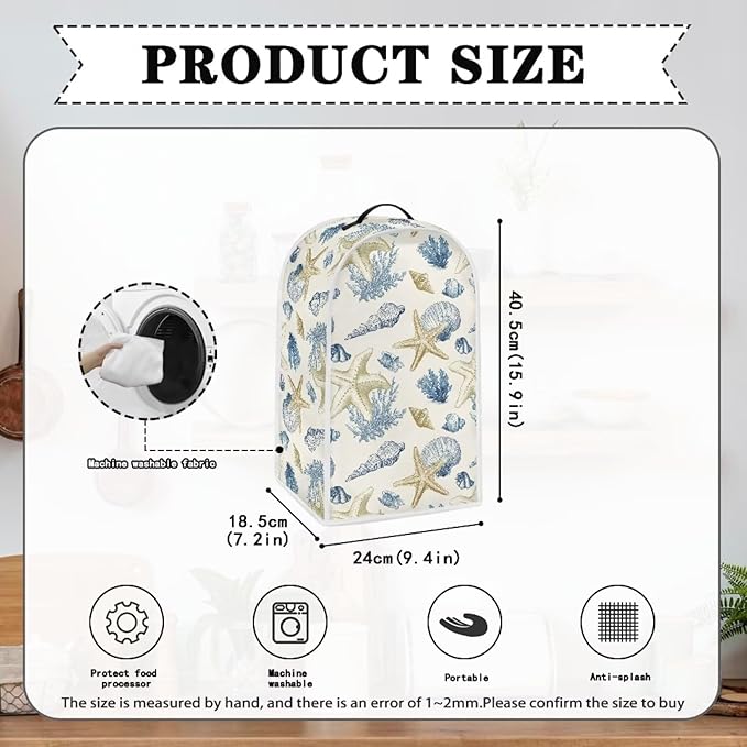 Talayituse Starfish Conch Coral Print Blender Dust Cover, Fingerprint Protection Cover for Stand Mixer or Coffee Machine, Home Kitchen Appliance Covers for Stain Dust Resistant Supplies