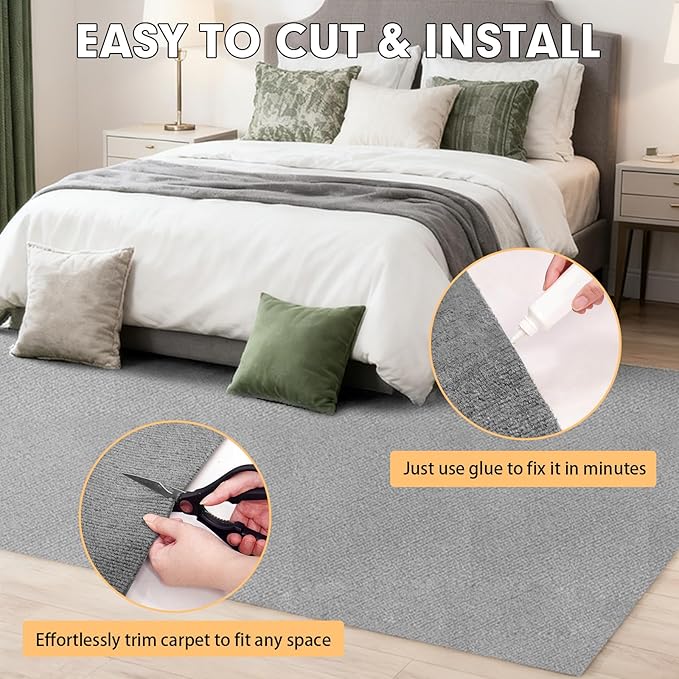 Marine Carpet,6 FT x 23 FT Smoke Gray Indoor Outdoor Carpet 0.2" Thick Boat Carpet with Water-Proof TPE Backing, Non-Slide Outdoor Marine Carpet Roll for Home, Patio, Porch, Deck