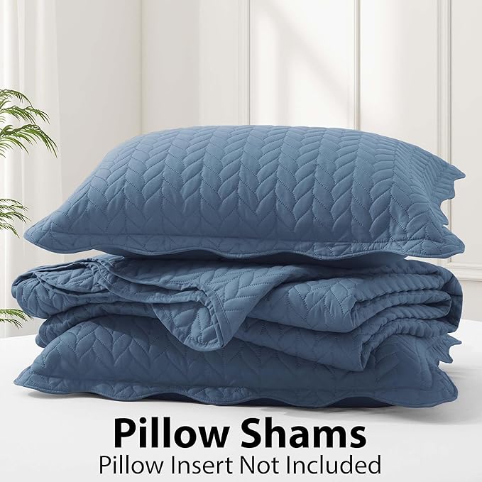 IR Imperial Rooms California King Quilt Bedding Set Size (118"x106") + 2 Pillow Shams (20" x 36"+ 2") - 3 Pcs All Season Reversible Microfiber Coverlet Embossed Quilt Bedspread (Light Blue)