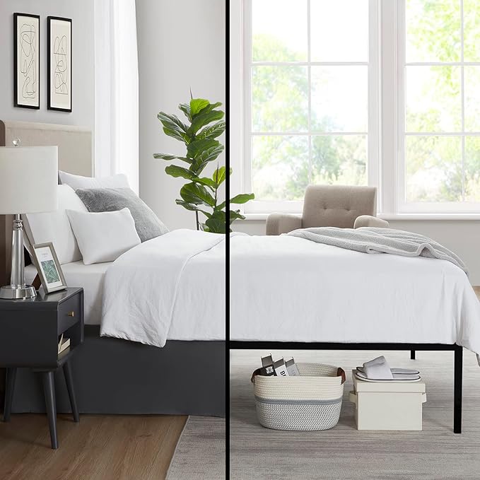 Nestl Dark Gray Full Bed Skirt - Full Size Bed Skirt 14 Inch Drop - Brushed Microfiber Bed Skirts - Hotel Quality Pleated Bed Skirt - Shrinkage & Fade Resistant