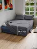 Air Mattress Sheet Set for Full Size - 4 Piece Breathable & Cooling Sheets w/Extra Deep Pockets - Fits Inflatable & Blow Up Air Mattresses Up to 24 Inches Thick - Soft and Wrinkle Free - Dark Grey