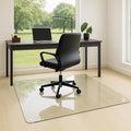 Tempered Glass Chair Mat, 55" x 46" Glass Office Chair Mat, 1/5" Thick Clear Floor Mat with Anti-Slip Pads, Heavy Duty Glass Mat for Carpeted and Hard Floor