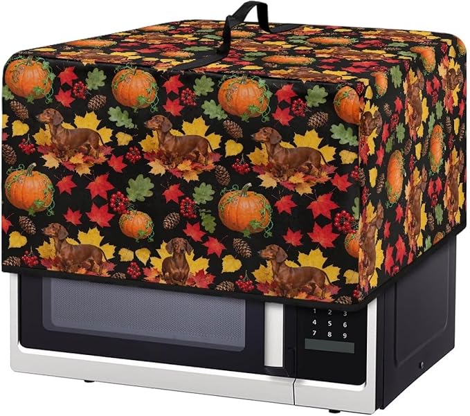 Microwave Dust Cover, Thanksgiving Dog Heat-Resistant Waterproof Polyester Fabric Microwave Oven Dust Cover Case Dustproof Protections Protector for Microwaves Ovens