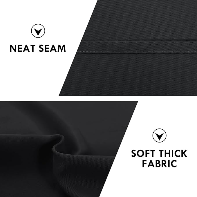 DWCN Black Room Darkening Blackout Curtains - Rod Pocket Thermal Insulated Privacy Energy Saving Window Curtain Drapes 42x 72 inch Length, Set of 2 Bedroom Living Room Curtains